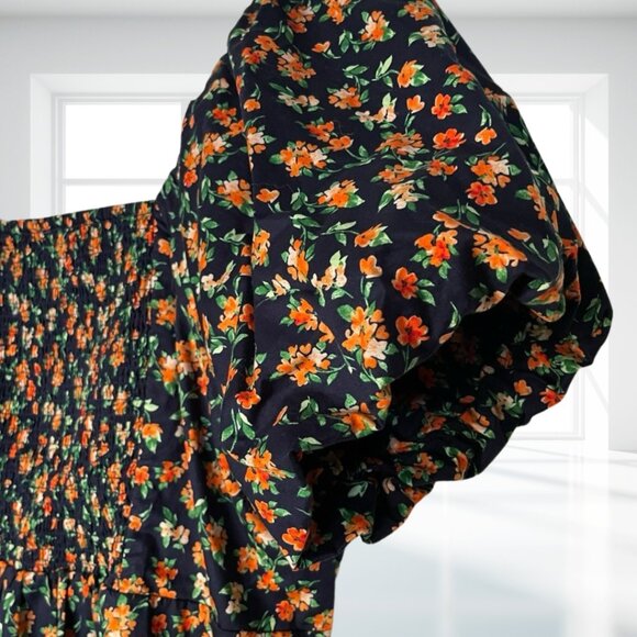 OLD NAVY XL Floral Puff Sleeve Smocked Back Empire Waist Cotton Blouse Top - Picture 6 of 14